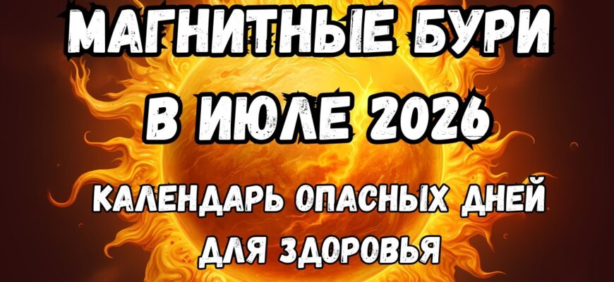 Магнитные бури Сегодня 6 июля 2026. Календарь магнитных бурь на июль 2026: самые опасные дни месяца.