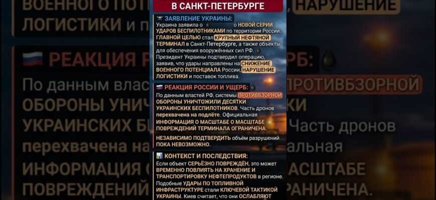 Удар по нефтяному терминалу в Санкт-Петербурге 05.07.2026